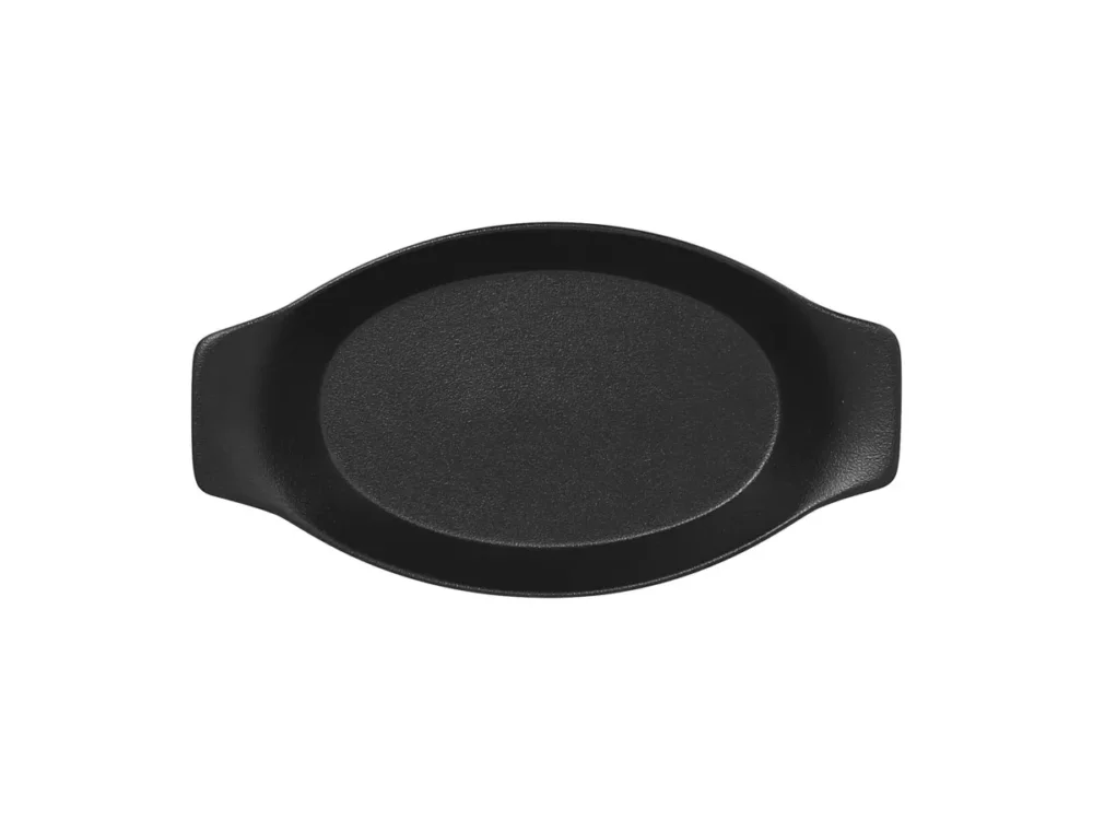 Plat à oreilles ovale noir porcelaine vitrifiée 25x13,5 cm Neo Fusion Rak Nouveauté