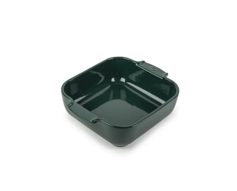 Top Vente Plat à four carré vert forêt porcelaine vitrifiée 21x21 cm Céramique Peugeot Saveurs
