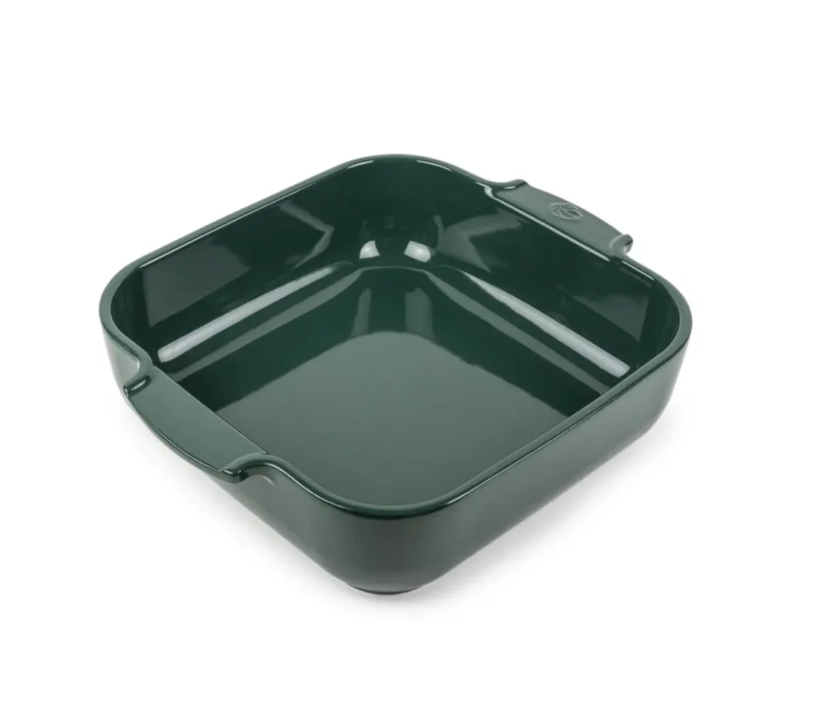 Bon Plan Plat à four carré vert forêt porcelaine vitrifiée 28x28 cm Céramique Peugeot Saveurs
