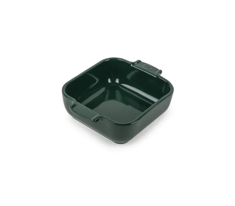 Haute Qualité Plat à four carré vert forêt porcelaine vitrifiée 18x18 cm Céramique Peugeot Saveurs