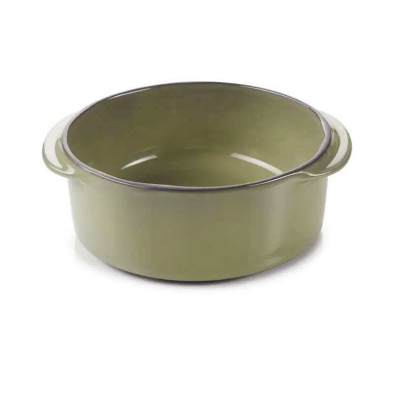 Livraison Gratuite Cocotte sans couvercle rond vert porcelaine culinaire Ø 12 cmCaractère Revol