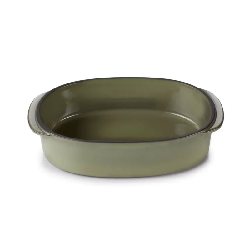 Plat ovale vert porcelaine culinaire 19 cmCaractère Revol Remise