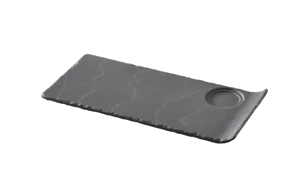 Sous-tasse à thé / déjeuner gourmand rectangulaire noir porcelaine culinaire 29 cm Basalt Revol Marque