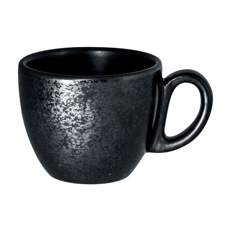 Certifié Tasse à expresso rond noir porcelaine vitrifiée 8 cl Ø 6,5 cm Karbon Rak