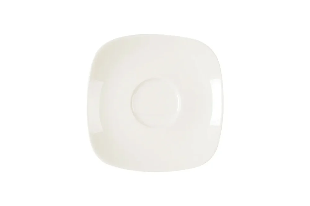 Sous-tasse à thé carré ivoire porcelaine vitrifiée 14 cm Ska Rak Authentique
