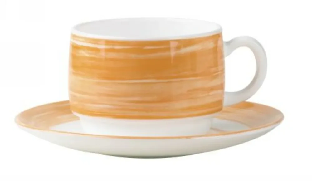 Tasse à thé rond orange verre opal 19 cl Ø 7,8 cm Brush Arcoroc Petit Prix