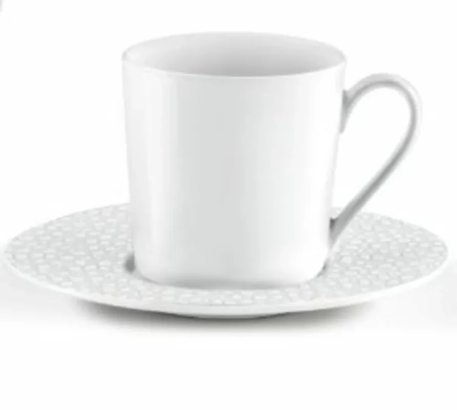 Tasse et sous-tasse à café rond blanc porcelaine 12 cl Ø 12 cm Baghera Medard De Noblat Quantité Limitée