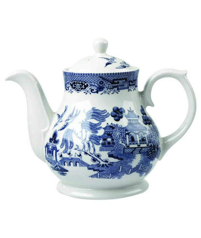 Théière avec couvercle rond Sandrigham Willow Blue porcelaine vitrifiée 85,2 cl Vintage Prints Willow Churchill Seulement Aujourd’hui