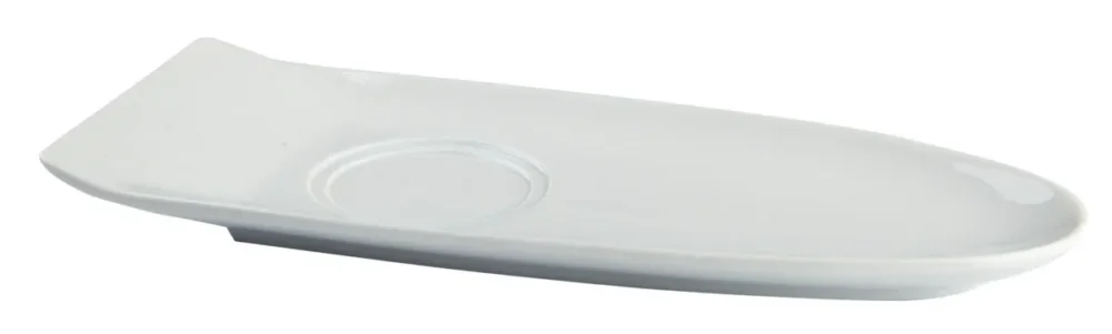Achat Immédiat Sous-tasse à café gourmand ovale blanc porcelaine 23 cm Prismo Pro.mundi