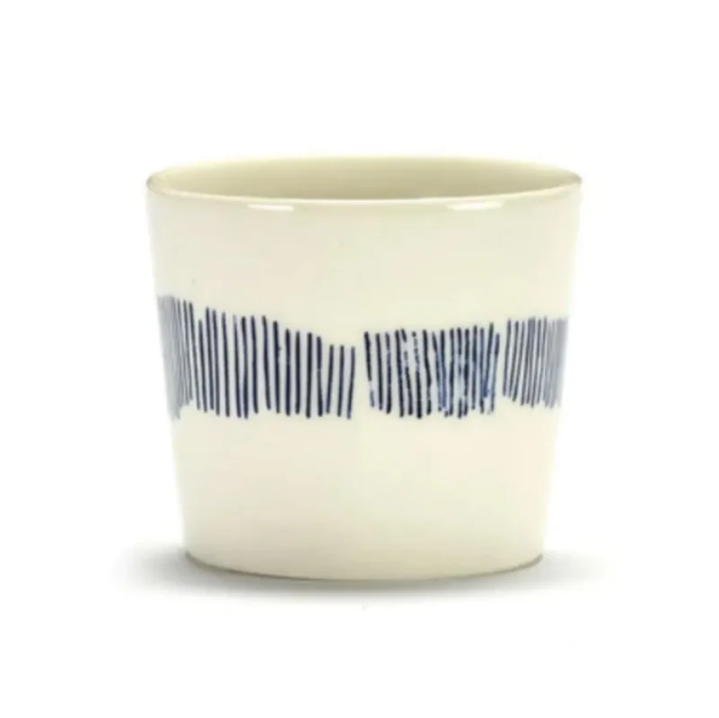 Réduction Tasse à café rond blanc swirl - stripes bleu grès émaillé 25 cl Ø 7,5 cm Feast By Ottolenghi Serax