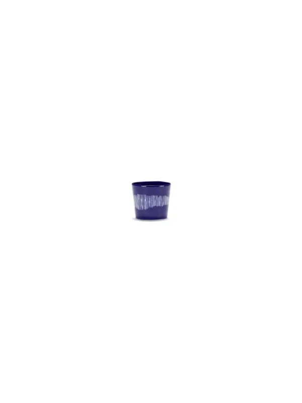 Meilleure Vente Tasse à café rond lapis lazuli swirl - stripes blancs grès émaillé 15 cl Ø 7 cm Feast By Ottolenghi Serax