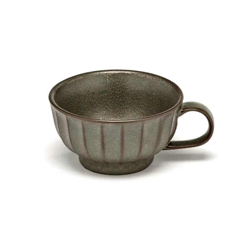 Authentique Tasse à cappuccino vert grès émaillé 20 cl Ø 10 cm Inku Serax