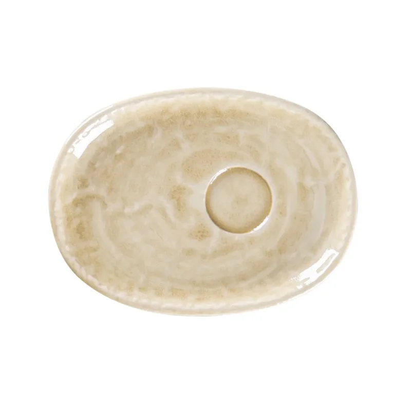Solde Sous-tasse à expresso ovale vanilla porcelaine vitrifiée 15 cm Krush Rak
