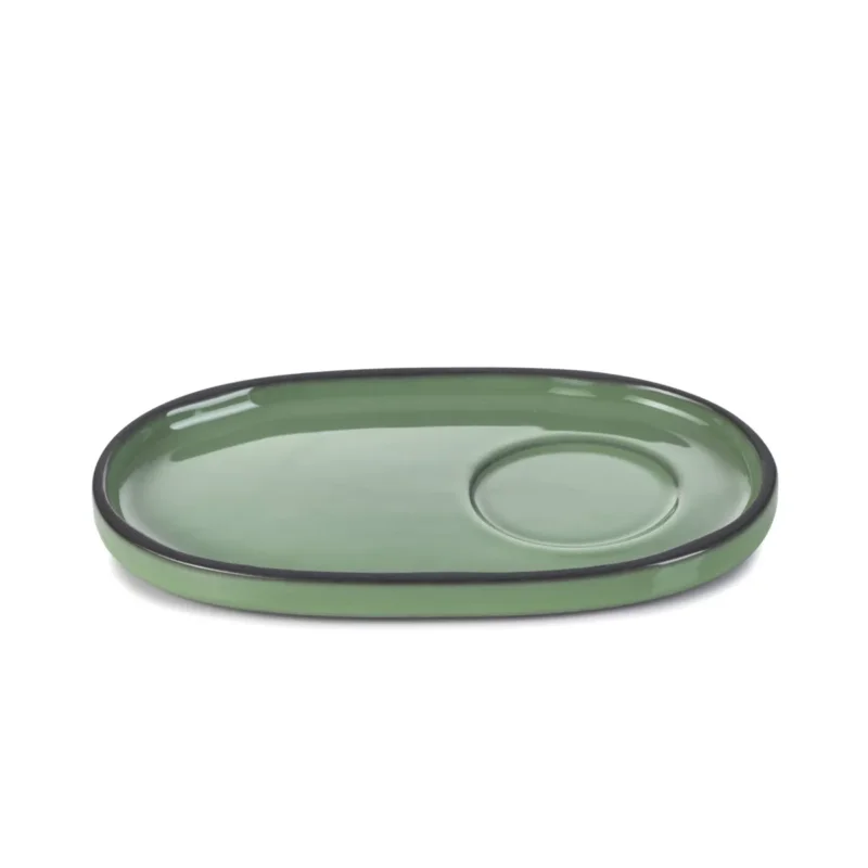 Sous-tasse à expresso ovale vert porcelaine culinaire 13,5 cmCaractère Revol Bon Marché