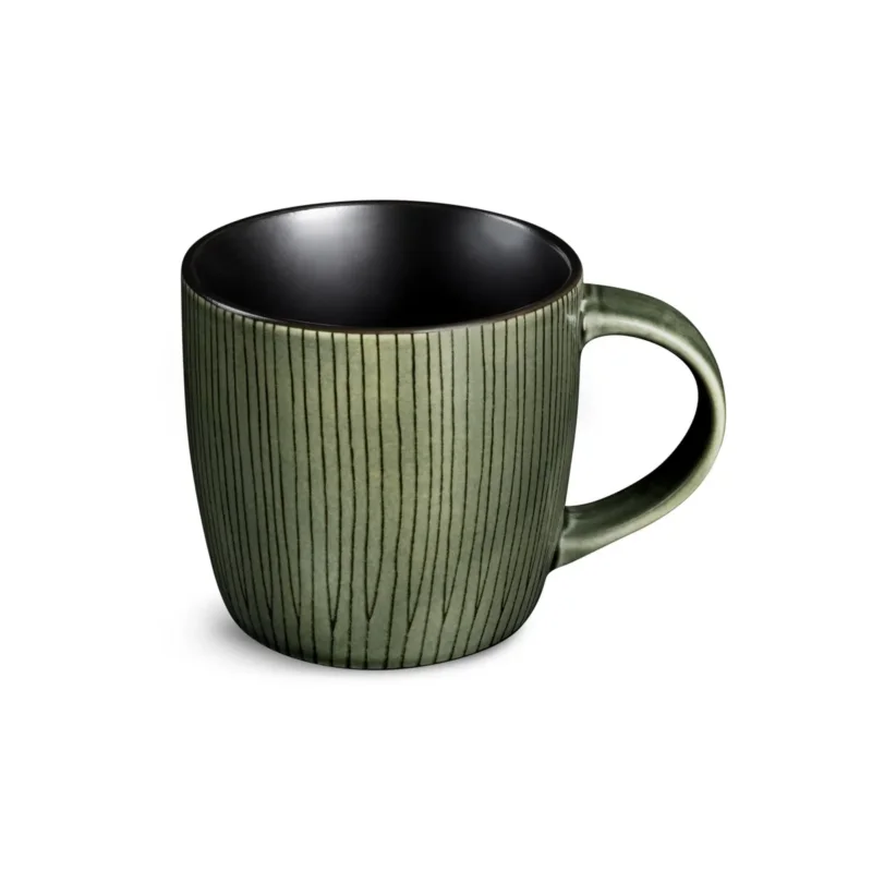Tasse à café / thé rond vert grès émaillé 27 cl Ø 12 cm Hypnose Medard De Noblat Bon Plan