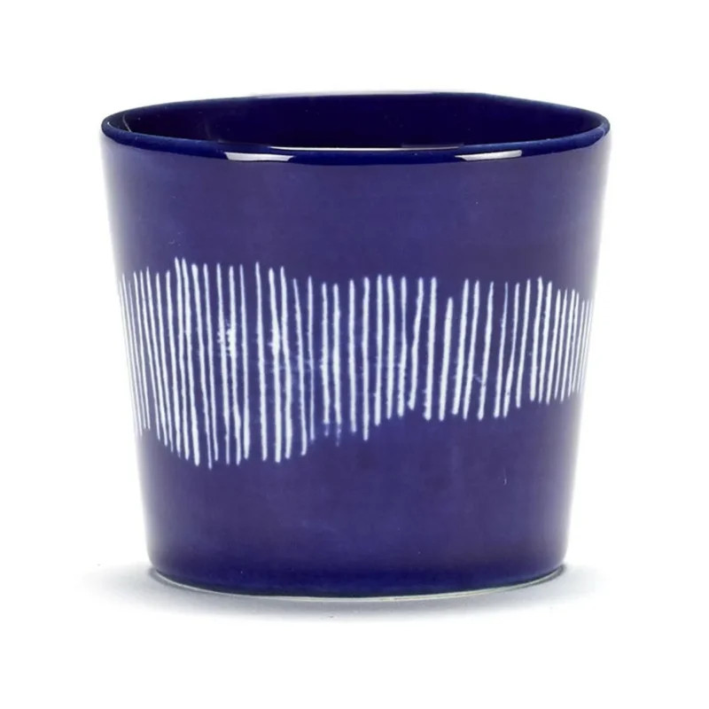 Tasse à café rond lapis lazuli swirl - stripes blancs grès émaillé 25 cl Ø 7,5 cm Feast By Ottolenghi Serax Produit De Marque