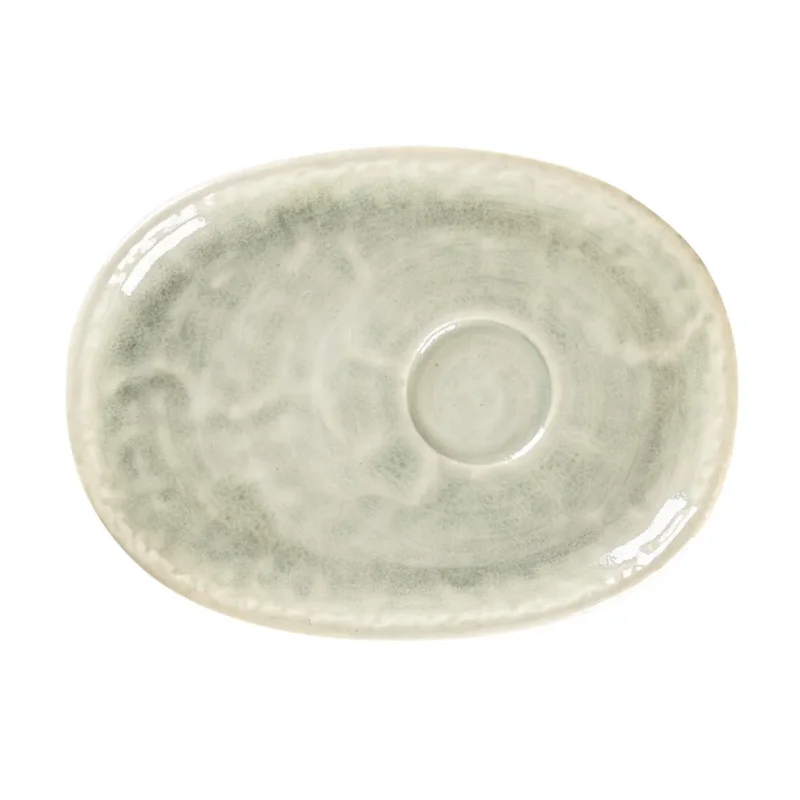 Sous-tasse à expresso ovale céladon porcelaine vitrifiée 15 cm Krush Rak Remise
