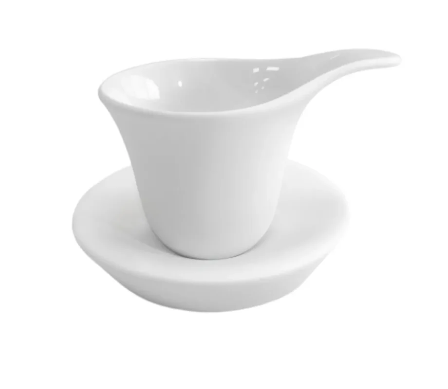 Offre Spéciale Tasse et sous tasse à déjeuner rond blanc mat porcelaine 6 cl Fly Cookplay
