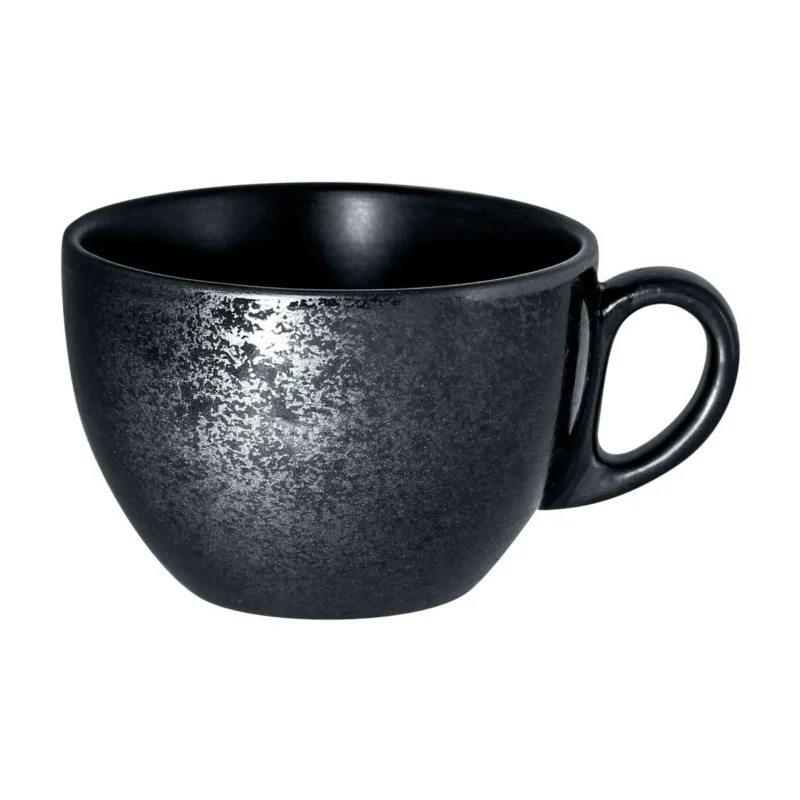 Acheter En Ligne Tasse à thé rond noir porcelaine vitrifiée 23 cl Ø 9 cm Karbon Rak