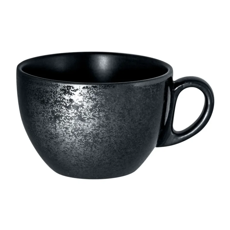 Tasse à thé rond noir porcelaine vitrifiée 20 cl Ø 8,7 cm Karbon Rak Prix Promo