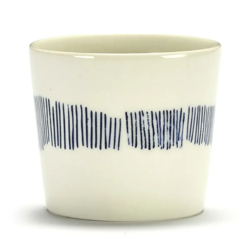 Tasse à thé rond blanc swirl - stripes bleu grès émaillé 33 cl Ø 8,5 cm Feast By Ottolenghi Serax Meilleur Choix