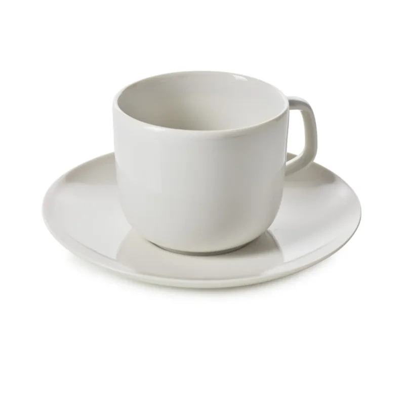 Tasse et sous tasse à thé rond Blanc albâtre porcelaine culinaire 20 cl Ø 16 cm Madeleine Revol Dernière Chance
