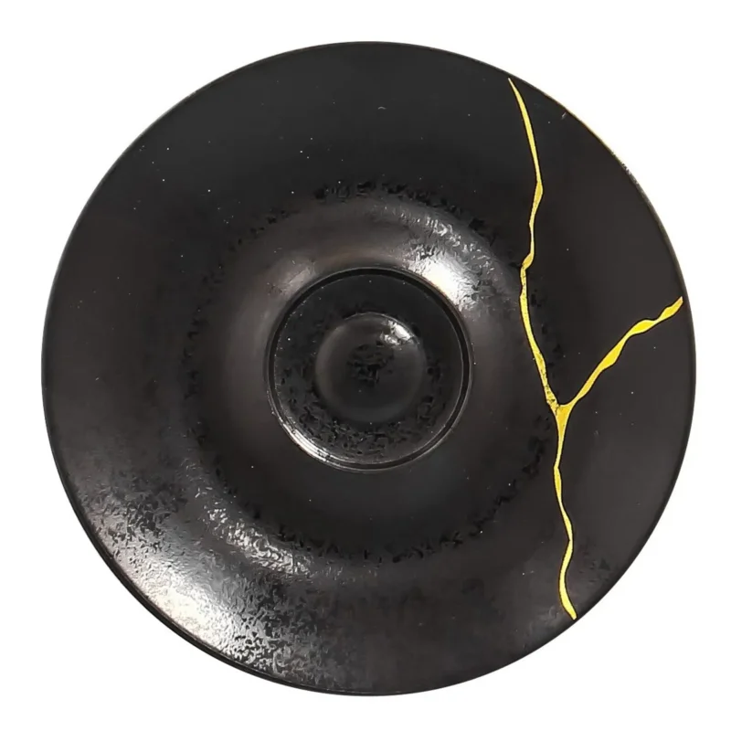 Dernière Chance Sous tasse à thé rond noir porcelaine Ø 15 cm Kintzoo Rak