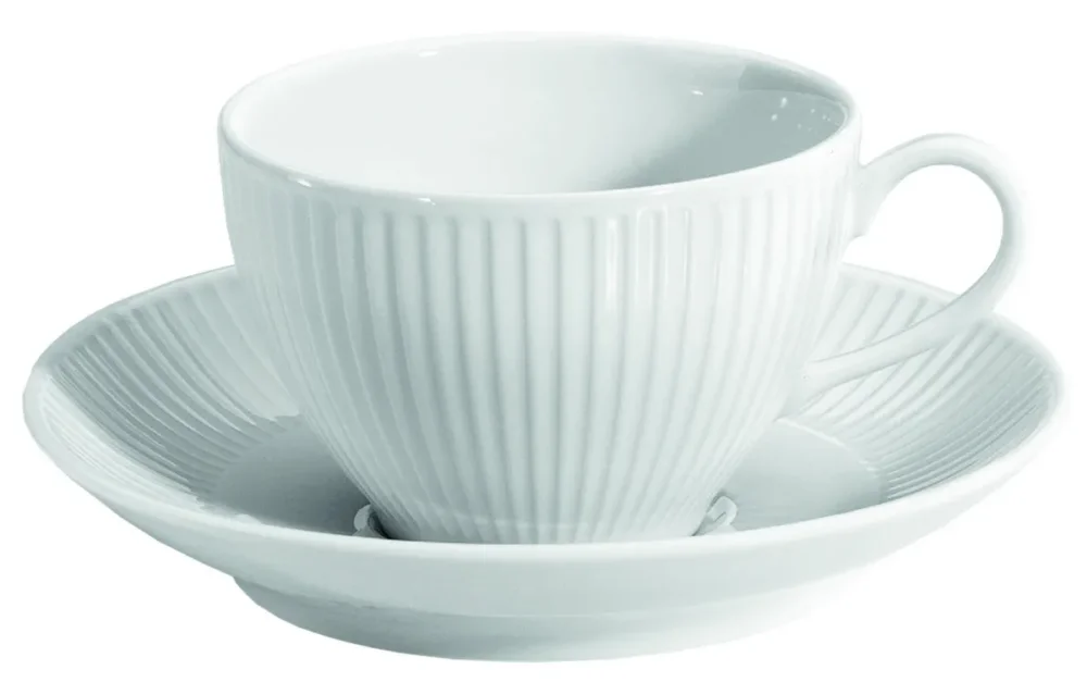 Solde Sous tasse à déjeuner rond blanc porcelaine culinaire Ø 16 cm Plisse Pillivuyt