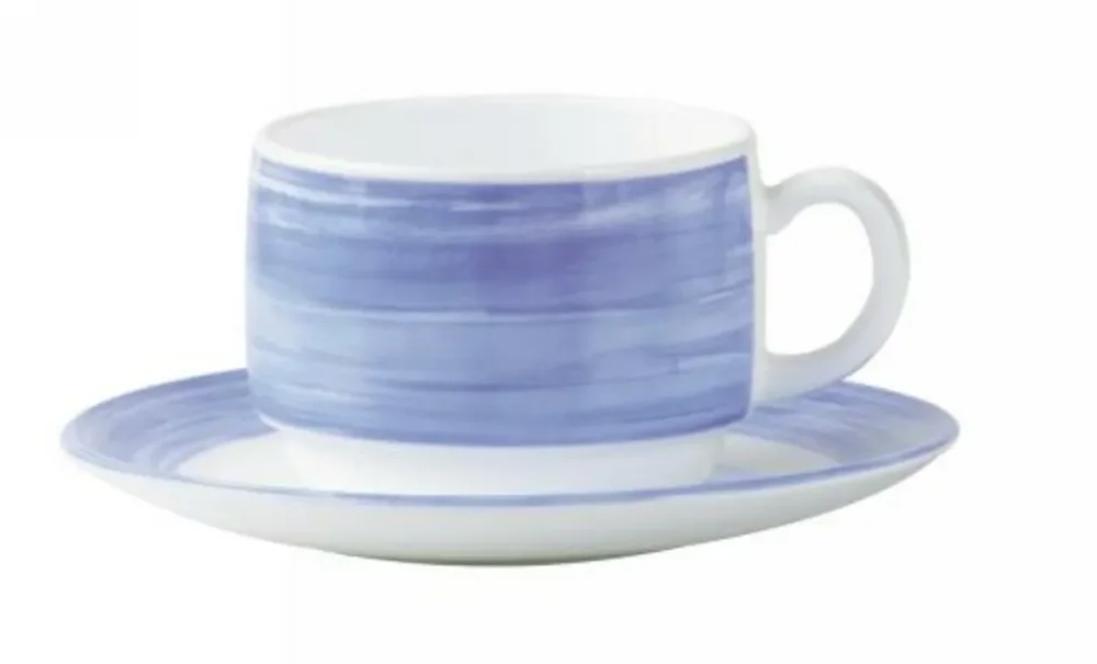 Top Vente Sous-tasse à thé rond bleu verre opal Ø 14 cm Brush Arcoroc