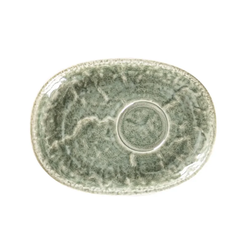 Sous tasse à déjeuner ovale Sage porcelaine vitrifiée 19 cm Krush Rak Réduction