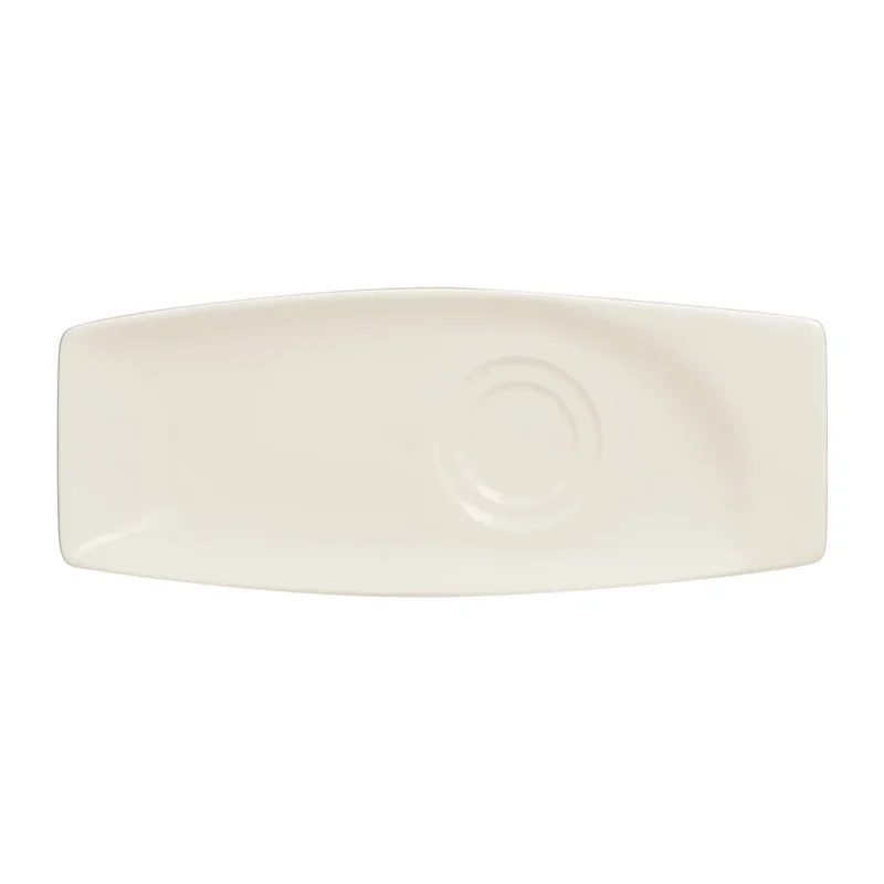 Nouveauté Sous-tasse à café / thé gourmand rectangulaire ivoire porcelaine vitrifiée 26,1 cm Mazza Rak