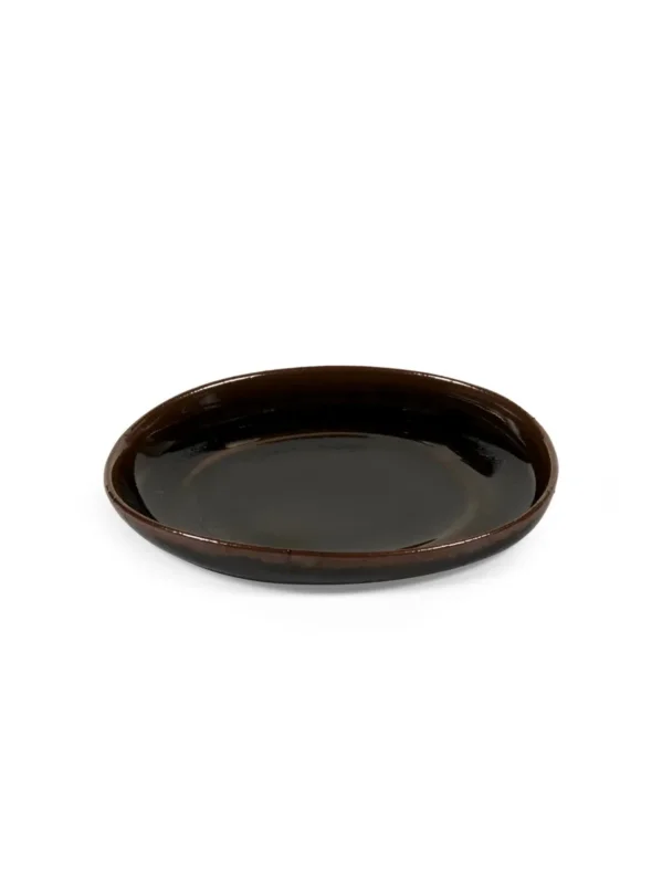 Sous tasse ovale Brown grès émaillé 13 cm Out Of Lines Serax Promotion
