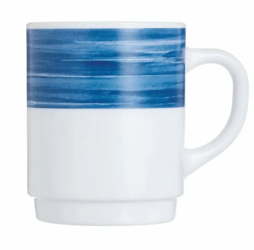 Bon Marché Mug rond bleu verre opal 25 cl Ø 7,2 cm Brush Arcoroc