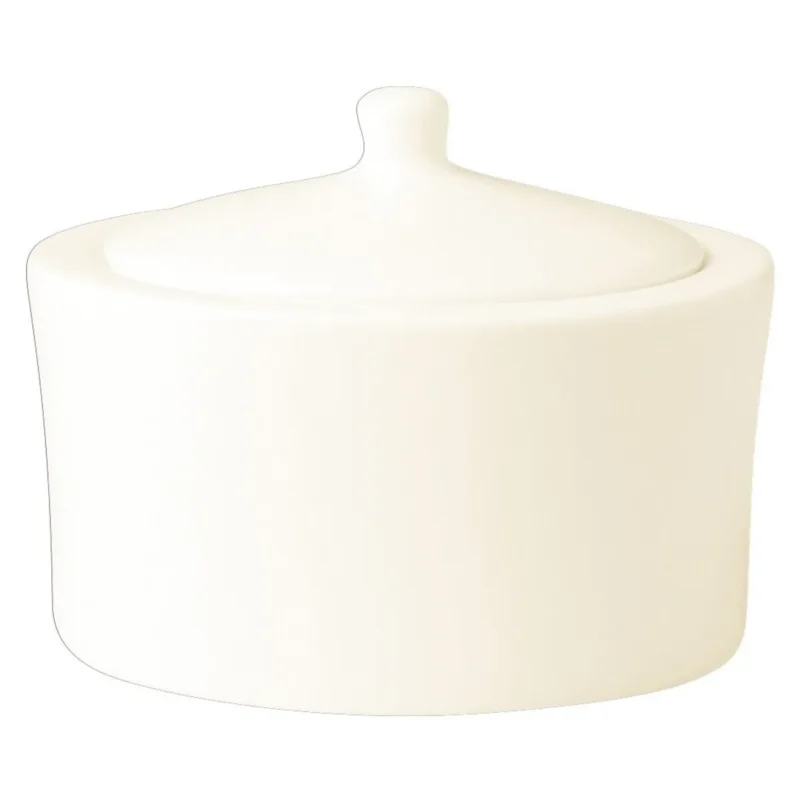 Sucrier avec couvercle rond ivoire porcelaine vitrifiée 22,5 cl Ø 10 cm Fine Dine Rak Populaire