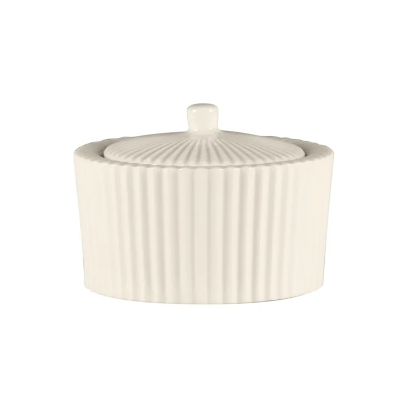 Sucrier & couvercle rond blanc porcelaine bone china 28 cl Ø 10 cm Spectra Rak Vente Directe