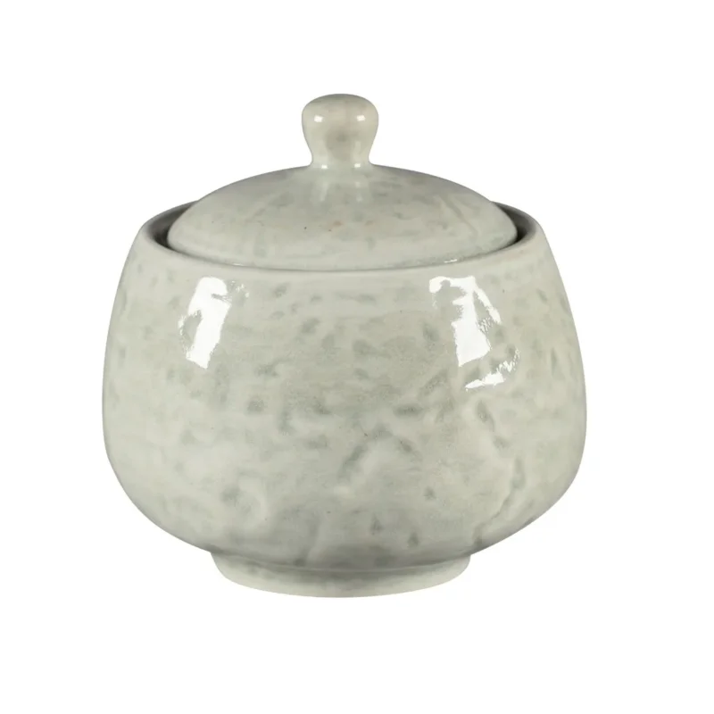 Dernier Modèle Sucrier avec couvercle rond céladon porcelaine vitrifiée 25 cl Ø 8,8 cm Krush Rak