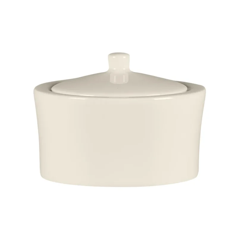 Sucrier & couvercle rond blanc porcelaine bone china 28 cl Ø 10 cm Fedra Rak Offre Spéciale