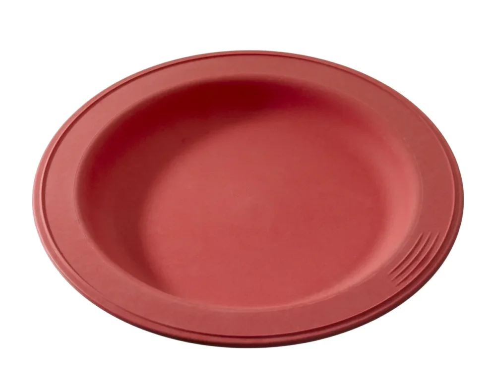 Authentique Assiette rond rouge fibre végétale Ø 18 cm Lilitouch Saint Romain