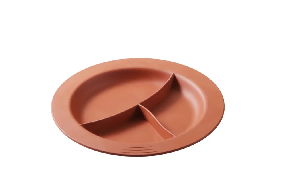 Promotion Saisonnière Assiette à 3 compartiments rond terracotta fibre végétale Ø 23,5 cm Liliroc Saint Romain