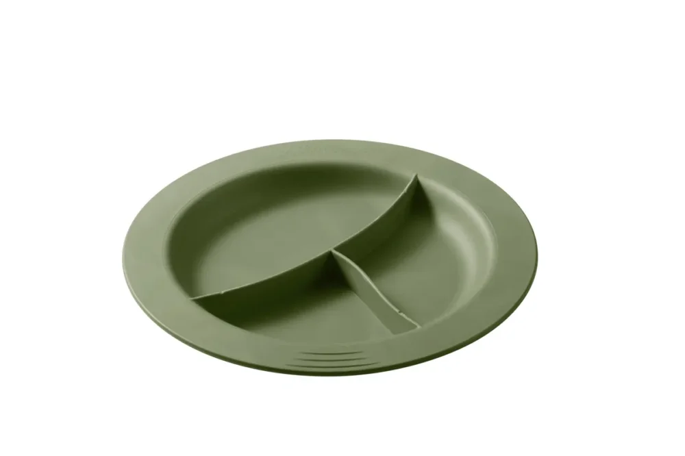 Assiette à 3 compartiments rond vert fibre végétale Ø 23,5 cm Liliroc Saint Romain Certifié
