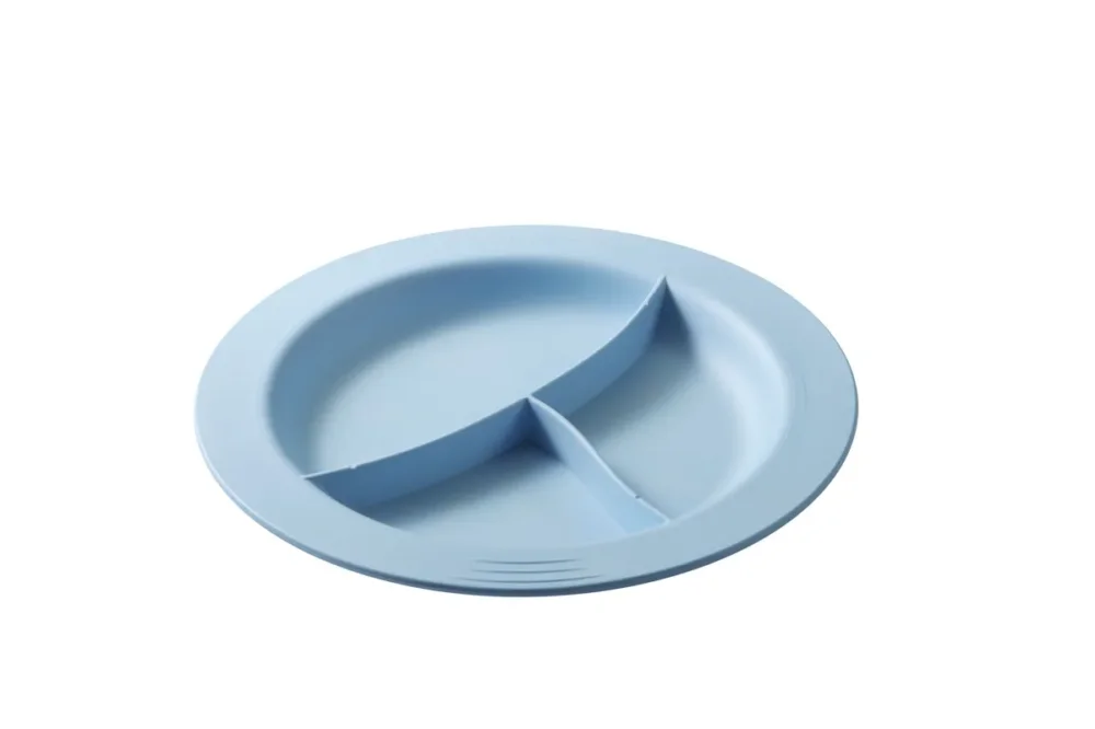 Assiette à 3 compartiments rond bleu ocean fibre végétale Ø 23,5 cm Liliroc Saint Romain Soldes