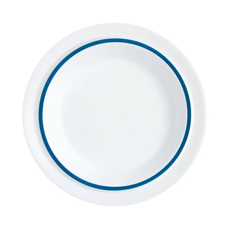 Commande En Gros Assiette creuse rond blanc verre opal Ø 23 cm Autonomy Filet Bleu Arcoroc