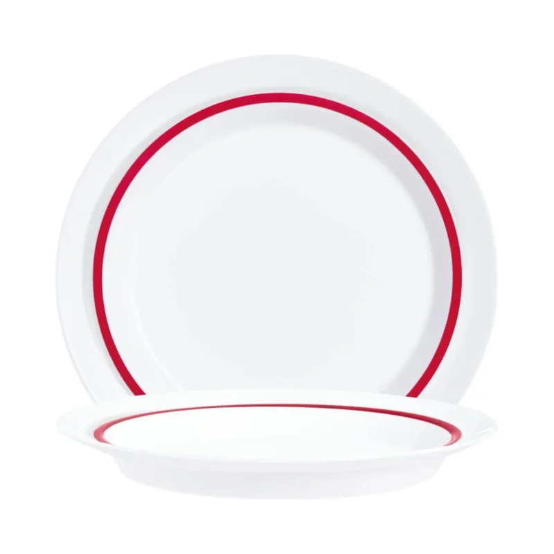 Affaire À Saisir Assiette rond blanc verre opal Ø 23 cm Autonomy Filet Rouge Arcoroc
