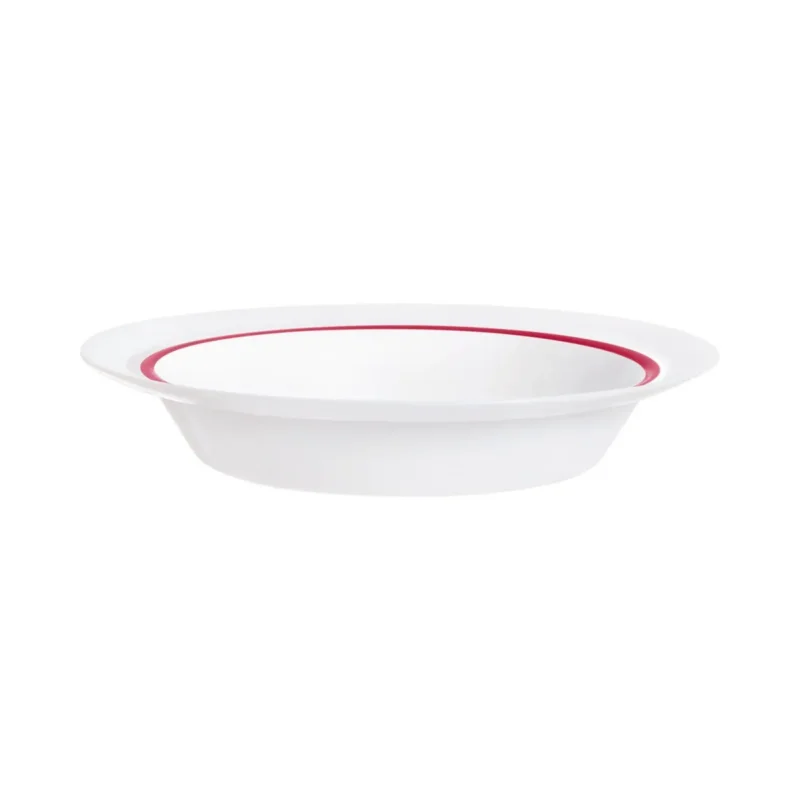 Assiette creuse rond blanc verre opal Ø 23 cm Autonomy Filet Rouge Arcoroc Réduction