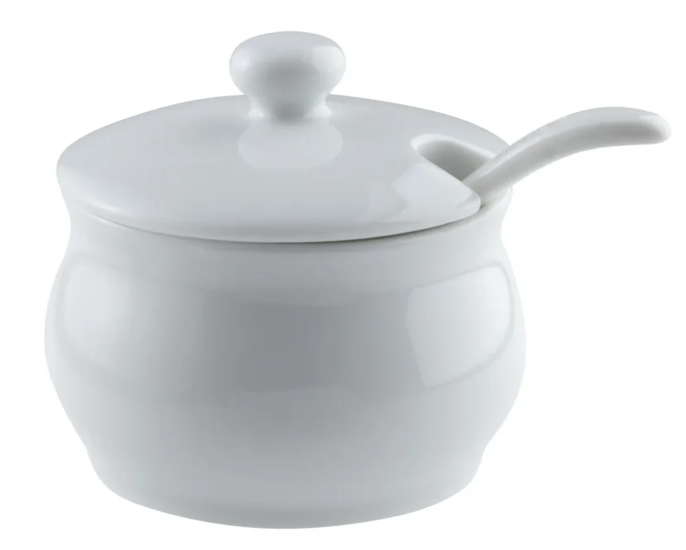 Solde Pot moutardier seul rond blanc porcelaine 4,9 cm Ø 7,2 cm Pro.mundi