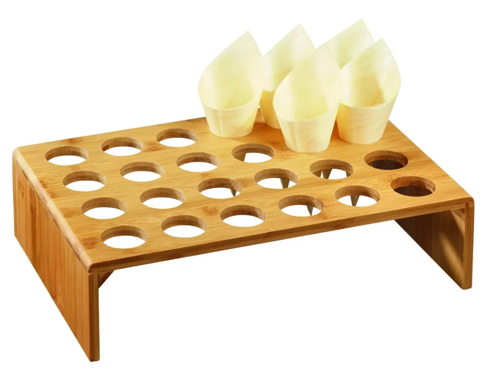 Quantité Limitée Grand présentoir pour cônes en pin et verrines bambou 37 cm x 24 cm Oxstal Pro.mundi (4 pièces)
