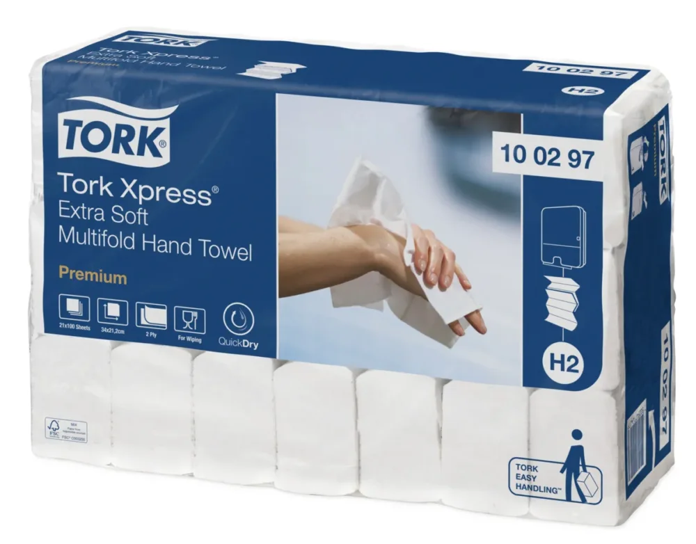 Essuie-mains blanc ouate de cellulose 34x21 cm Tork (2100 pièces) Petit Prix