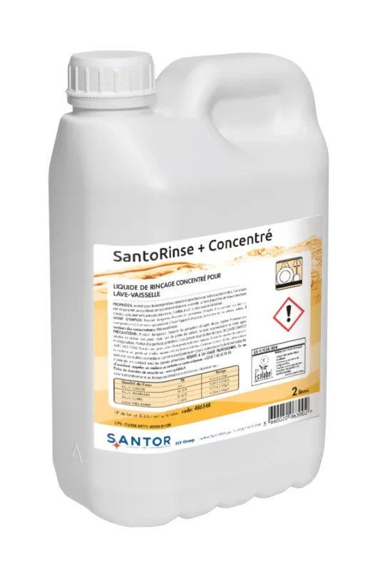 Liquide de rincage très concentré pour le lavage de la vaisselle en machine 2 L Santorinse Santor Offre Exclusive