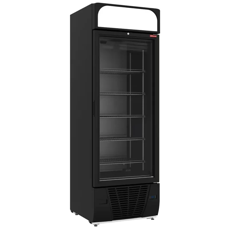 Vitrine ventilée négative vitrée 496litres – 6 niveaux avec caisson lumineux – NOIRE Jusqu’à Épuisement Des Stocks