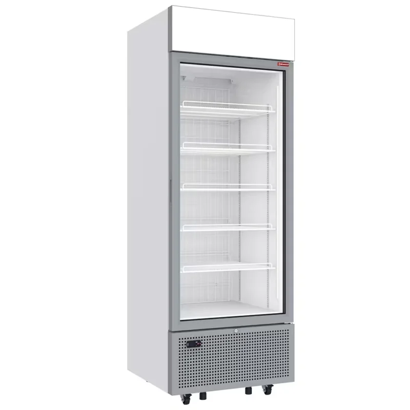 Vitrine ventilée négative vitrée 646 litres – 6 niveaux avec caisson lumineux – BLANCHE Commander Vite